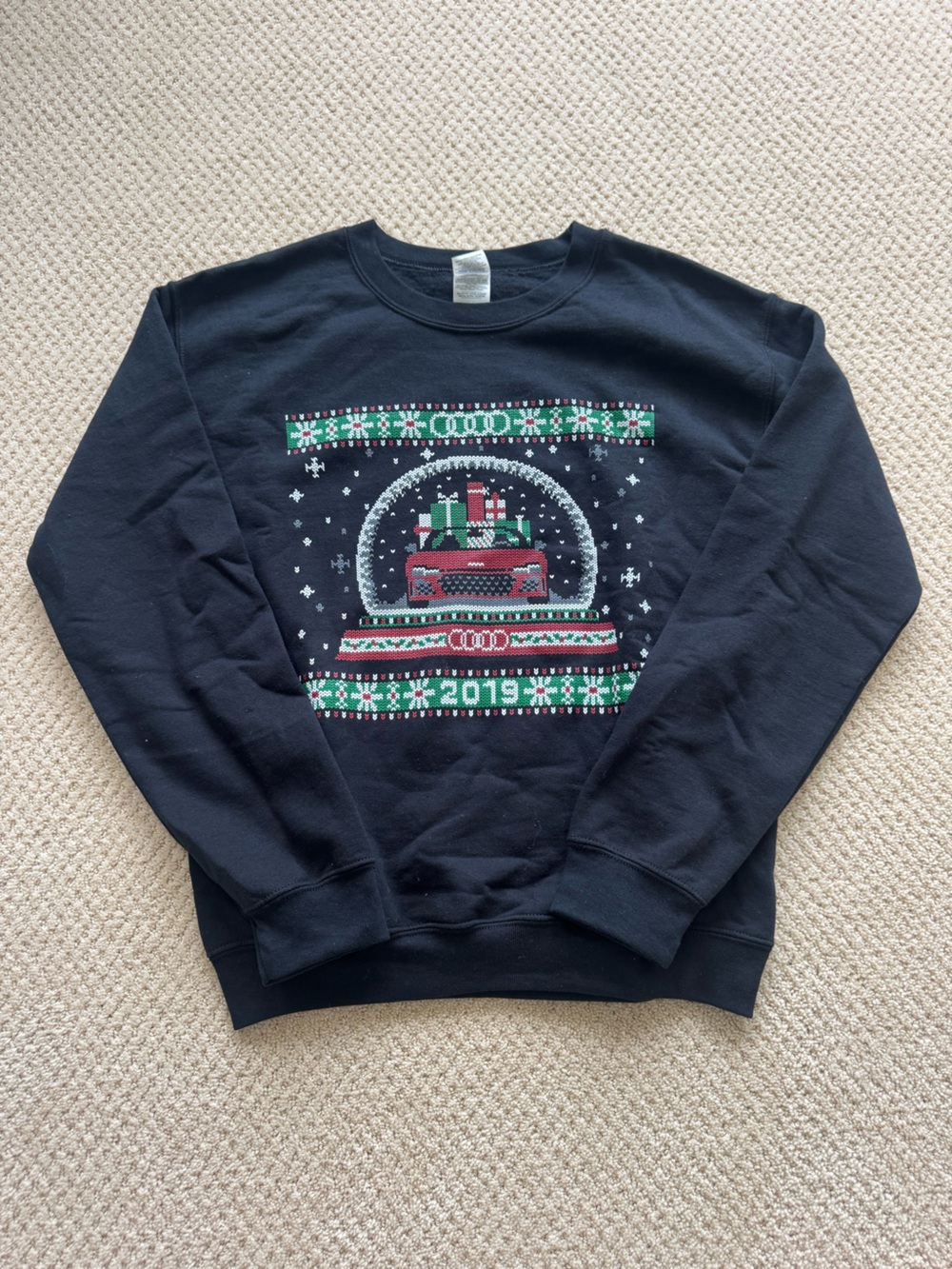 Gildan Audi Black, Red, and Green Christmas Crewneck